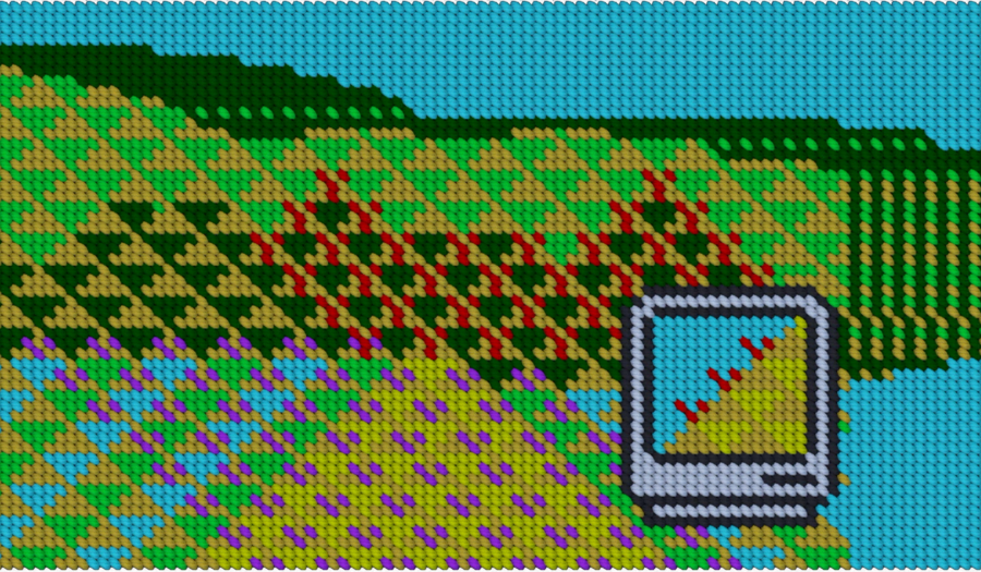 Photo shows a pixellated, retro-looking image of a computer.