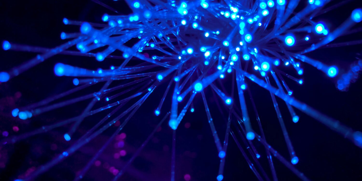 Blue image of different lights and networks.