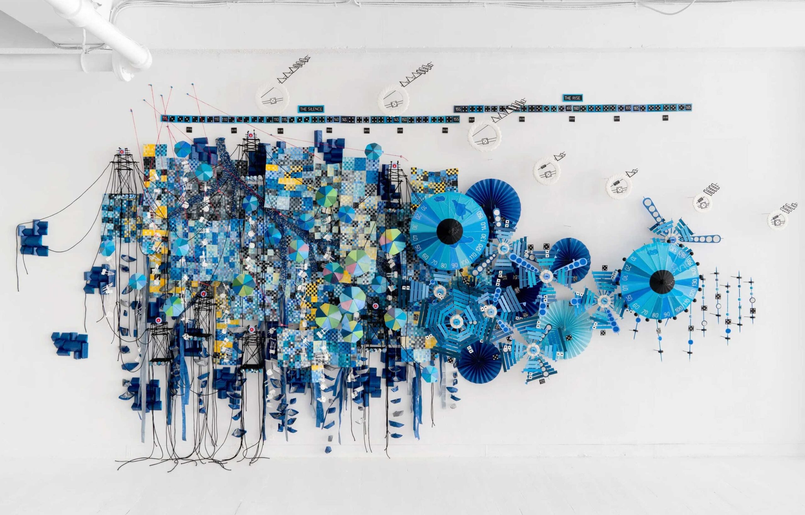 Image of Nathalie Miebach's data physicalization art piece, "The Burden of Every Drop."