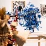 Image of a blue sculpture installed at Gallery 360.