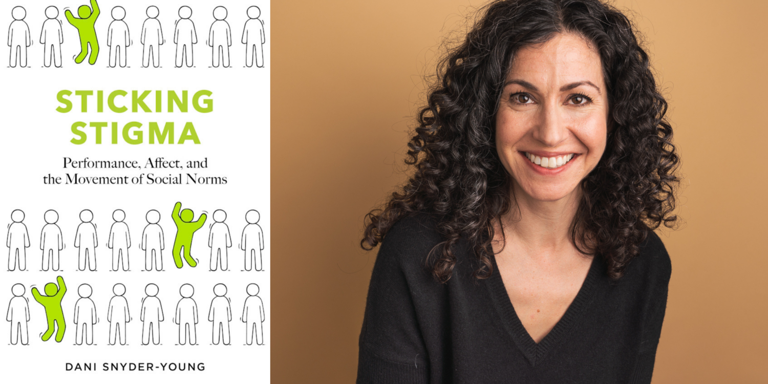 Image of Dani Snyder-Young on the right and an image of her book on the left.