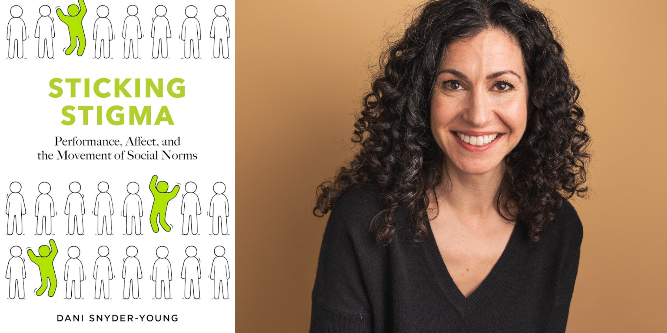 Image of Dani Snyder-Young on the right and an image of her book on the left.